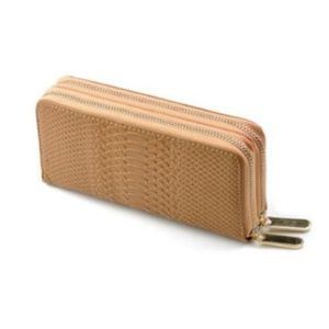 Leather Wristlet Wallet in One, Caramel